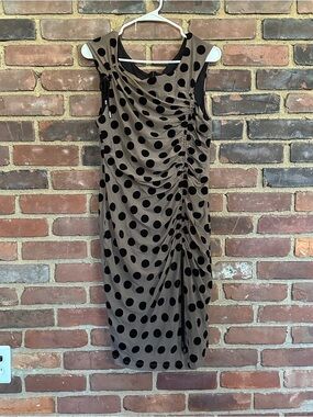 Eva Franco Urchin Polka Dot Drawstring Ruched Dress Size 10 / medium